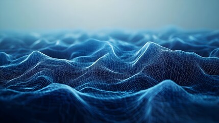 Abstract Optimization Concept with Flowing Waves in Blue Tones