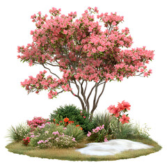Naklejka premium Pink bonsai tree miniature landscape image