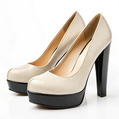 Fototapeta premium Platform heels on white background