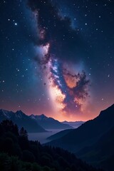 Naklejka premium Magnificent view of center of Milky Way galaxy against dark night sky, cosmic, astronomy