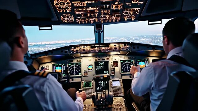 Flight in a Commercial Jet Cockpit