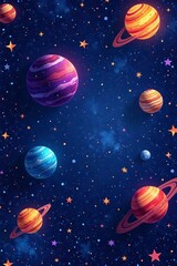 Fototapeta premium Seamless galaxy pattern with stars, planets, and moon, moon, design, galaxy