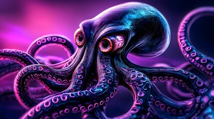 Surreal Creature with Multiple Tentacles in Vibrant Colors
