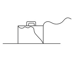 Briefcase  icon  continuous one line drawing  outline vector illustration