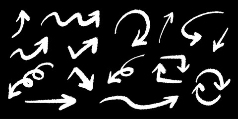 ベクターのペンの手書きの矢印セット 白