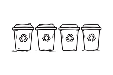 Recycling bins line art