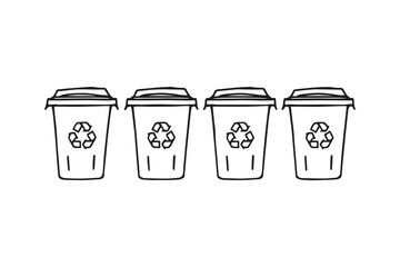 Recycling bins line art