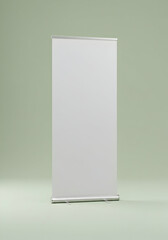 Blank Roll Up Banner Stand Trade Show Expo Display Mockup Presentation Marketing Advertising White Template Design 3D Render
