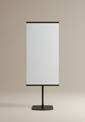 Blank Vertical Stand Banner Display Mockup Template for Advertising and Branding Presentation on Minimal Background
