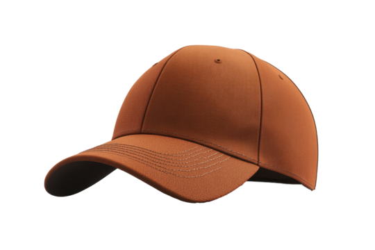 Brown baseball cap rendered in high detail against a crisp white backdrop showcasing minimalist design and elegance in casual wear