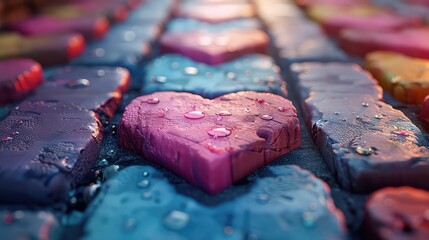 Colorful heart shaped path design