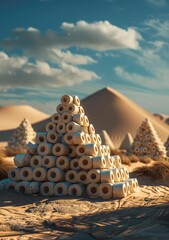 Desert landscape rolls stacked art