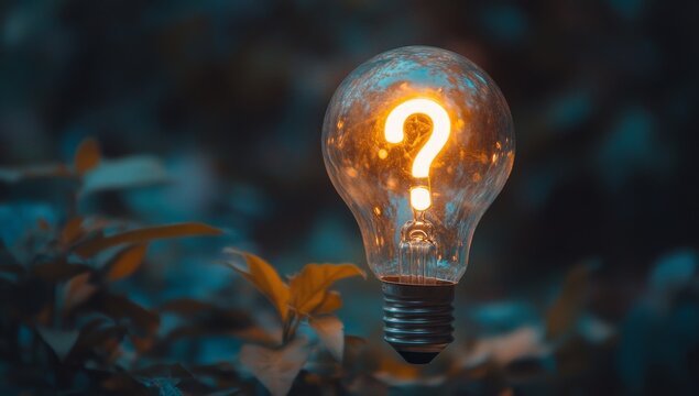 Illuminated lightbulb with question mark, symbolizing a need for answers or solutions