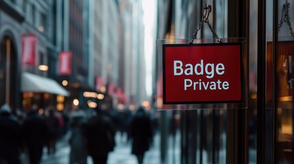 Private Entrance Sign, City Street, Busy Crowd, Security