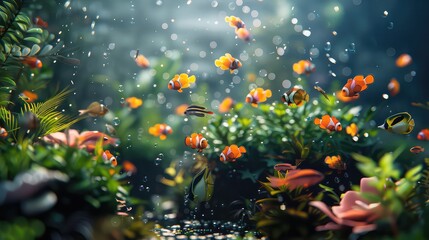 Colorful fish aquarium vivid underwater scene