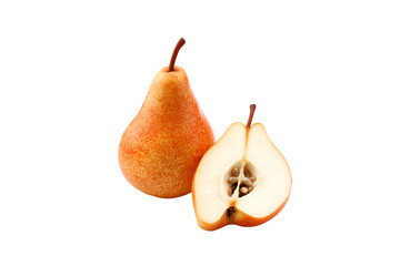 Red and Yellow Pears One Whole One Sliced
