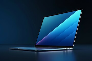 Modern Sleek Laptop on Dark Blue Background