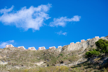 Albania, Kurilla Beach, seasonal development on a cliff