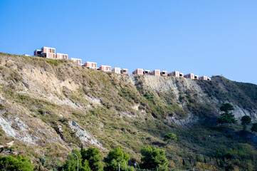 Albania, Kurilla Beach, seasonal development on a cliff