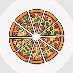 Colorful Fan of Assorted Pizza Slices