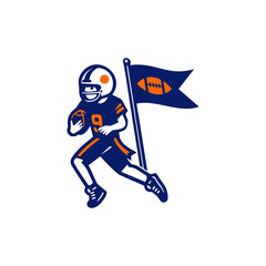 vector logo of a boy playing flag football