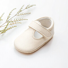Soft-sole crib shoe on white background