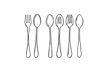 Slotted spoon set line art