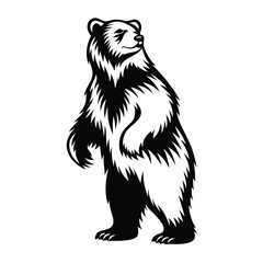 Standing Bear Silhouette Black and White of Wildlife Creature