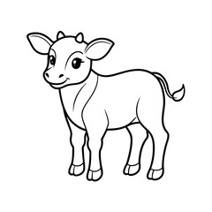 Baby Cow Line Art Vector Drawing