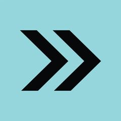Double Forward Arrow Symbol Vector Icon