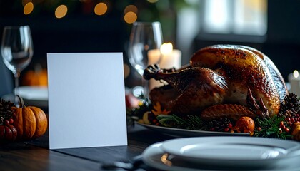 Thanksgiving dining table menu card mockup