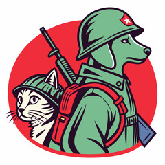 cat and dog after war