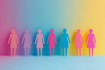 Pastel Female Silhouettes Diverse Group Gradient Background