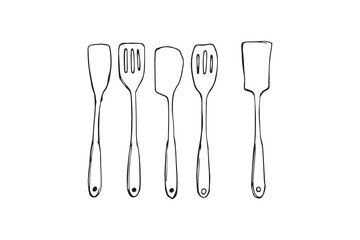 Spatula set line art