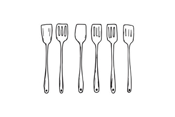 Spatula set line art