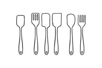 Spatula set line art