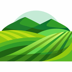 Obraz premium Landscape with green hills and blue sky