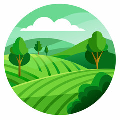 Obraz premium Landscape with green hills and blue sky