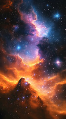 Obraz premium A cosmic dance of star dust and starlight nebula colors blending in space