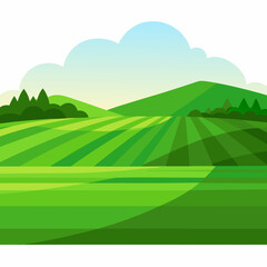 Fototapeta premium Landscape with green hills and blue sky