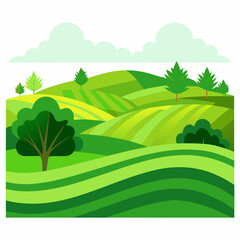 Obraz premium Landscape with green hills and blue sky