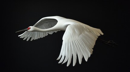 Obraz premium Majestic White Crane in Flight: A Study in Grace and Elegance