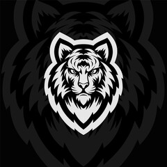 Obraz premium Angry tiger head mascot animal esport illustration, black white