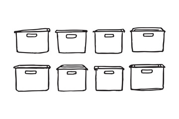 Storage bins set line art