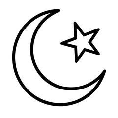 Crescent Moon and Star Symbol Illustration - Islamic and National Symbol