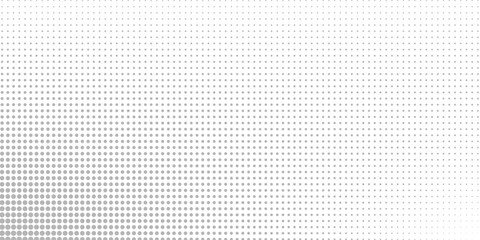 Halftone gradient. Dotted gradient, smooth dots spraying and halftones dot background seamless horizontal geometric pattern vector template set