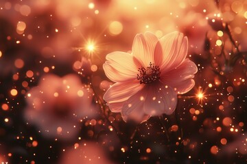 Soft, golden flower in magical light