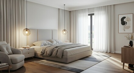 Serene Modern Bedroom Design Minimalist Interior with Natural Light