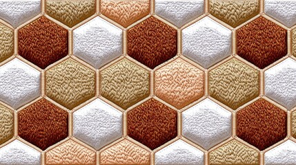 Fototapeta premium Abstract Hexagon Pattern Brown Beige White Textured Geometric Design