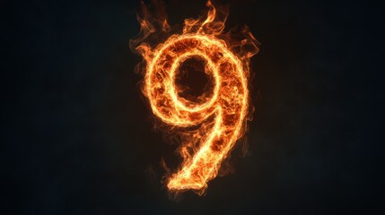 Fiery number nine, dark background, abstract design, website banner (2)
